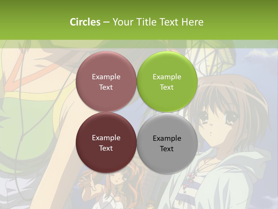 A Group Of Anime Girls Standing Next To Each Other PowerPoint Template