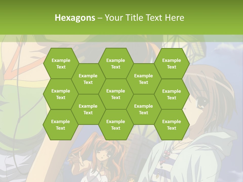 A Group Of Anime Girls Standing Next To Each Other PowerPoint Template