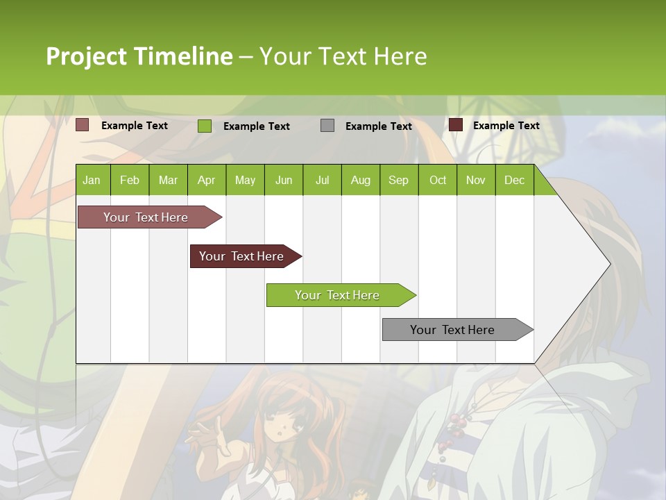 A Group Of Anime Girls Standing Next To Each Other PowerPoint Template