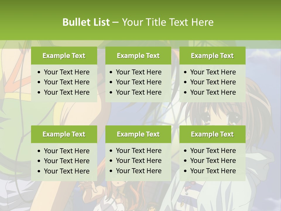 A Group Of Anime Girls Standing Next To Each Other PowerPoint Template