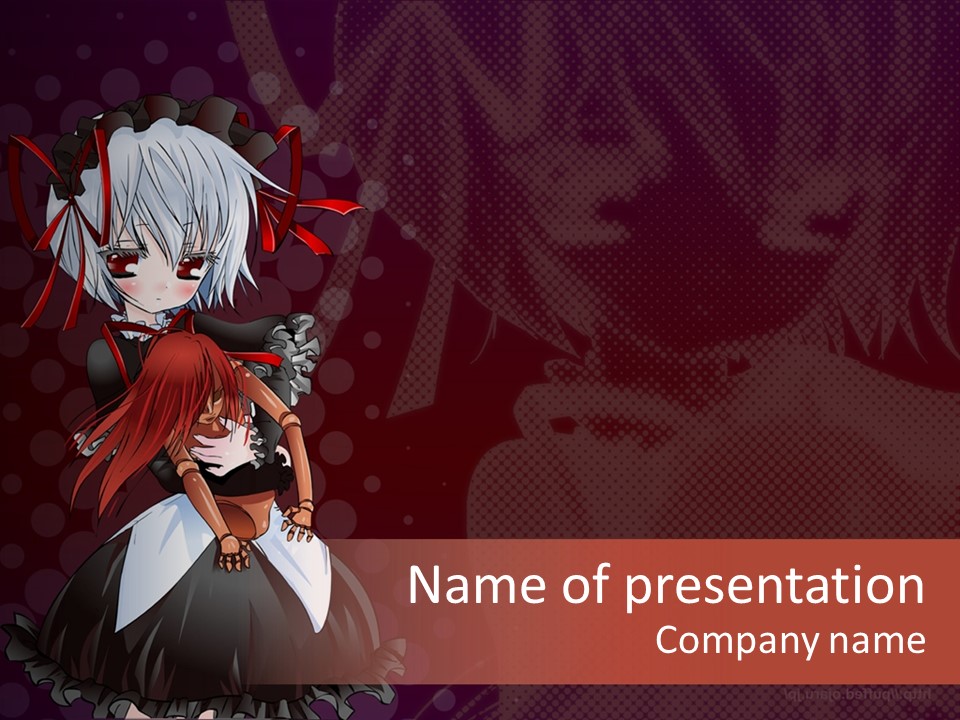 A Couple Of Anime Characters With A Purple Background PowerPoint Template