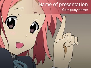 A Girl With Pink Hair Pointing To The Side PowerPoint Template