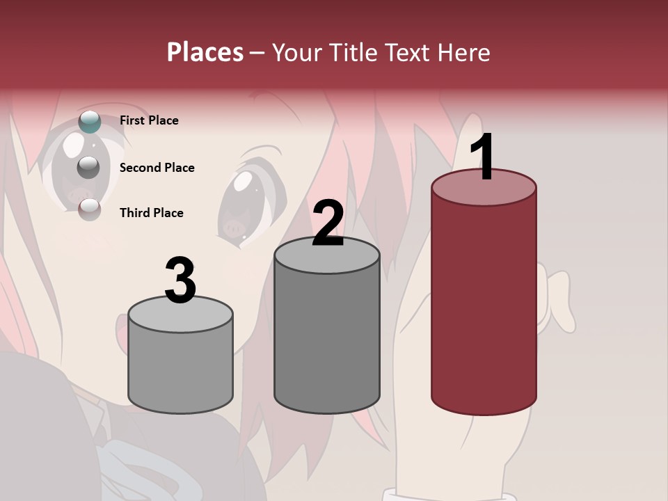 A Girl With Pink Hair Pointing To The Side PowerPoint Template