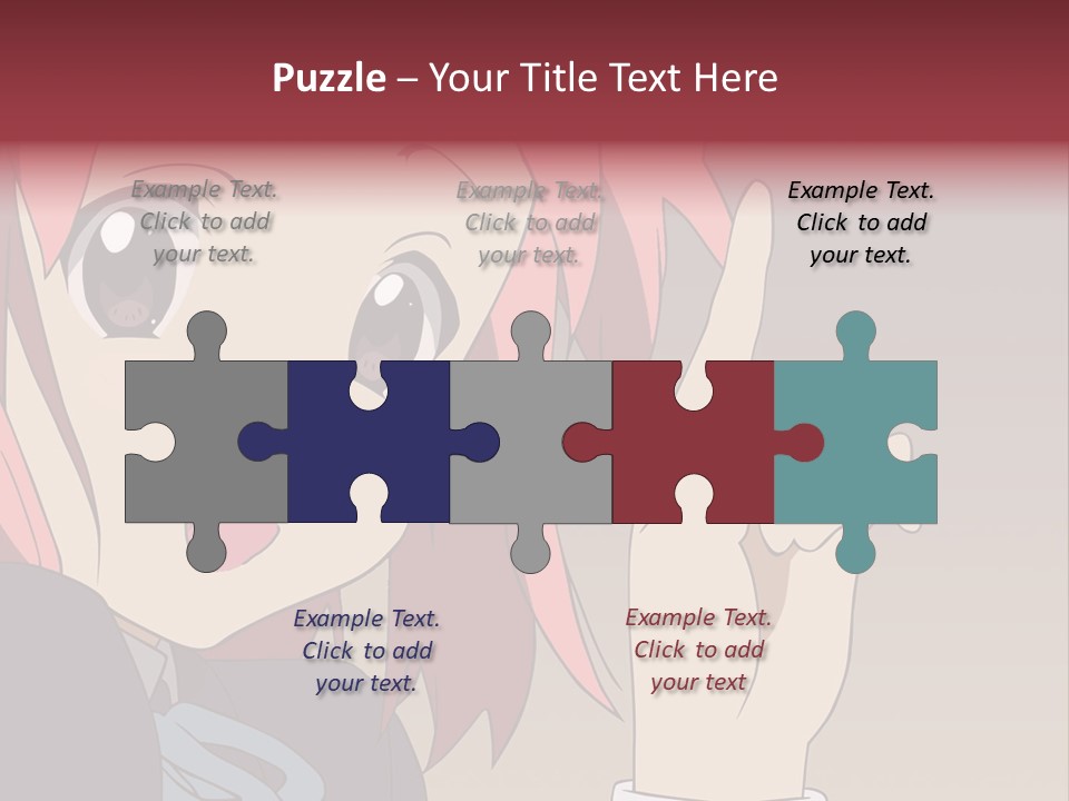 A Girl With Pink Hair Pointing To The Side PowerPoint Template