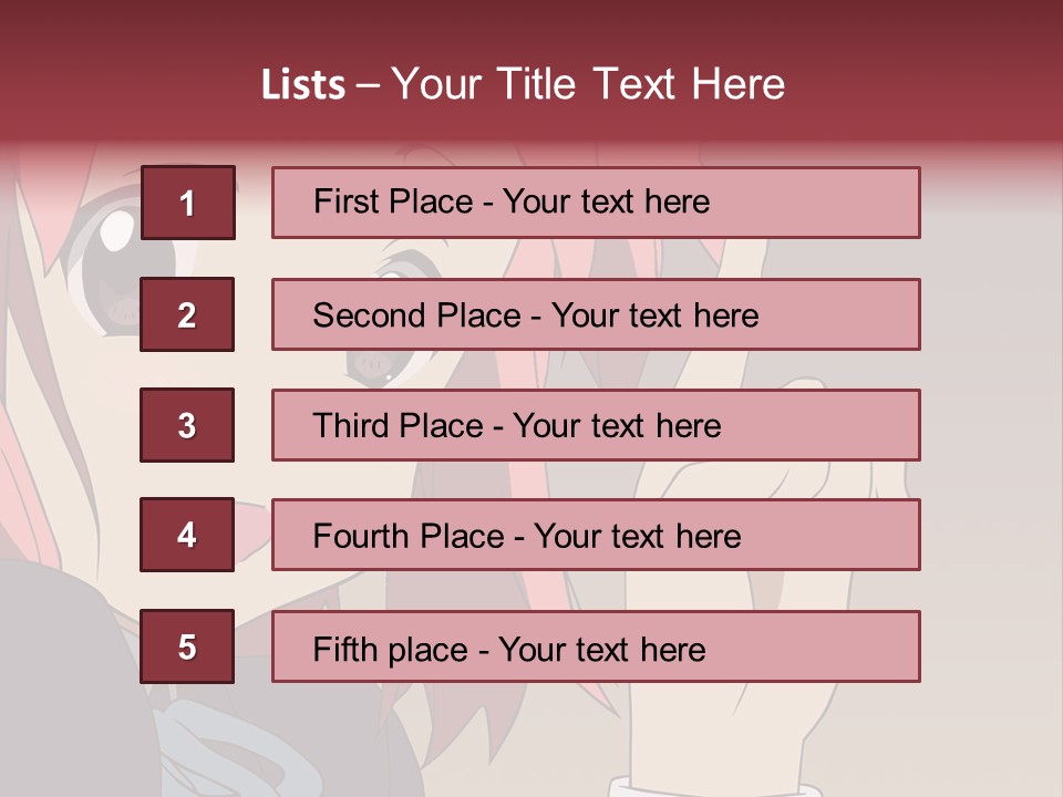 A Girl With Pink Hair Pointing To The Side PowerPoint Template