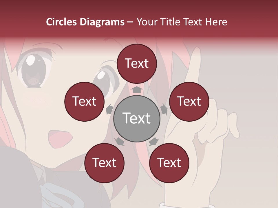 A Girl With Pink Hair Pointing To The Side PowerPoint Template