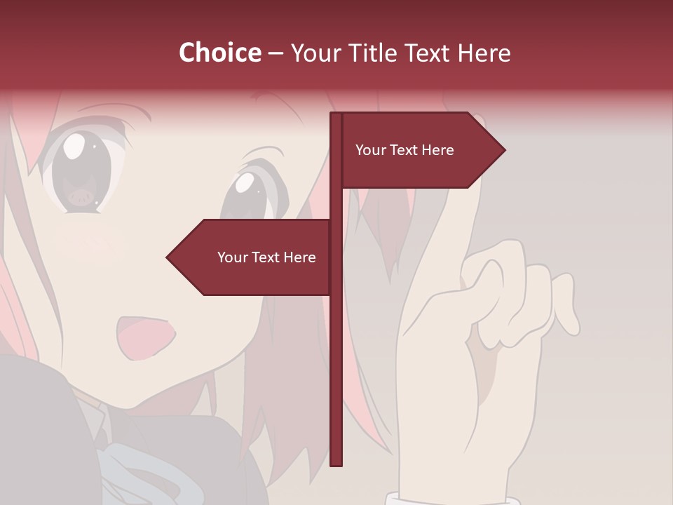 A Girl With Pink Hair Pointing To The Side PowerPoint Template