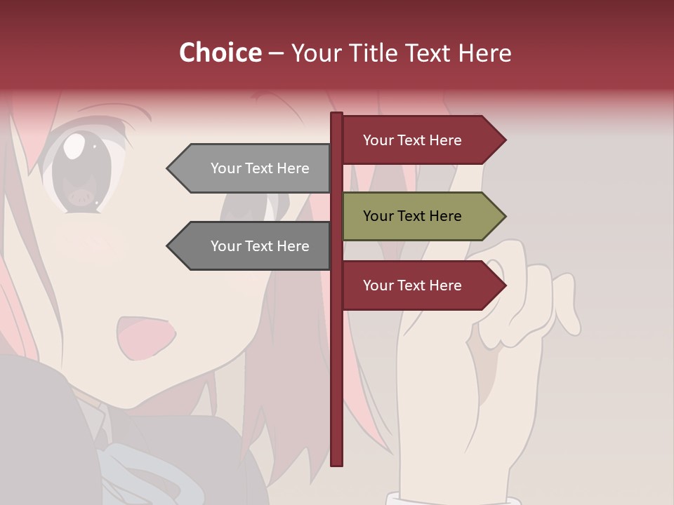 A Girl With Pink Hair Pointing To The Side PowerPoint Template