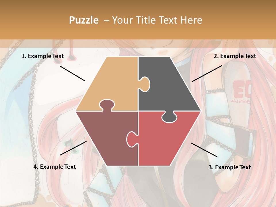 A Girl With Pink Hair Is Holding A Blue Umbrella PowerPoint Template