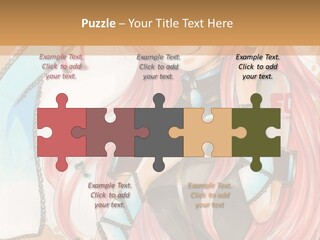 A Girl With Pink Hair Is Holding A Blue Umbrella PowerPoint Template