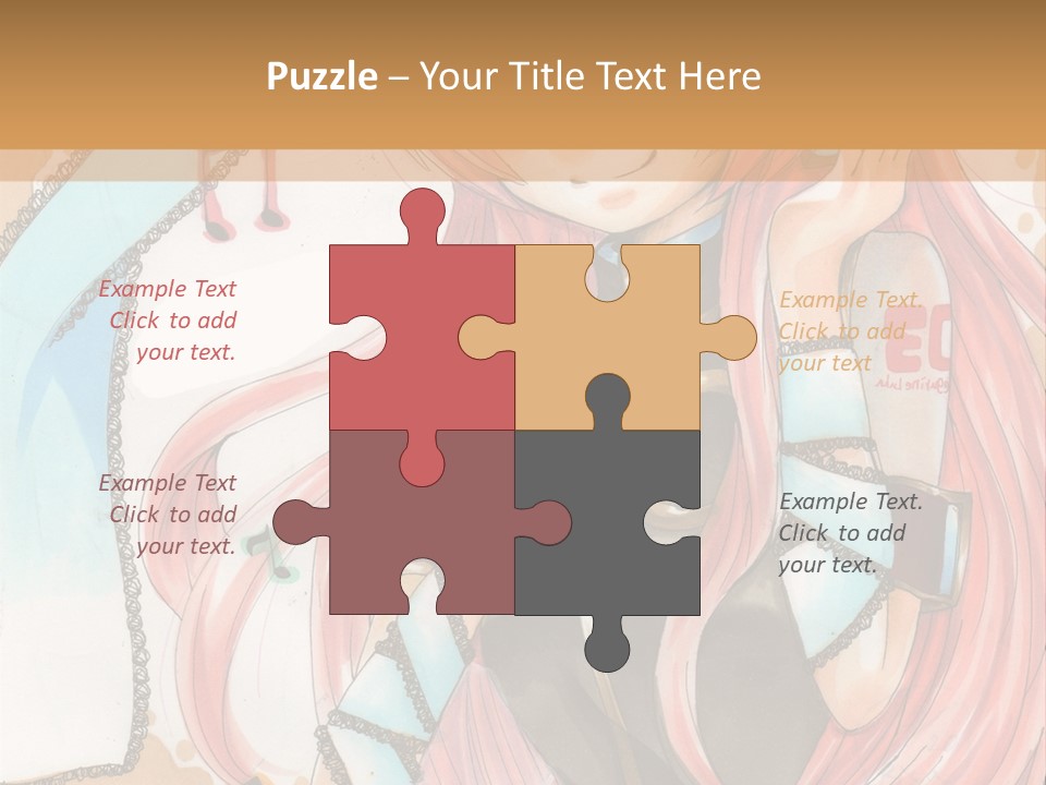 A Girl With Pink Hair Is Holding A Blue Umbrella PowerPoint Template