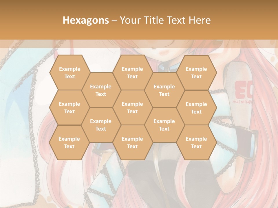 A Girl With Pink Hair Is Holding A Blue Umbrella PowerPoint Template