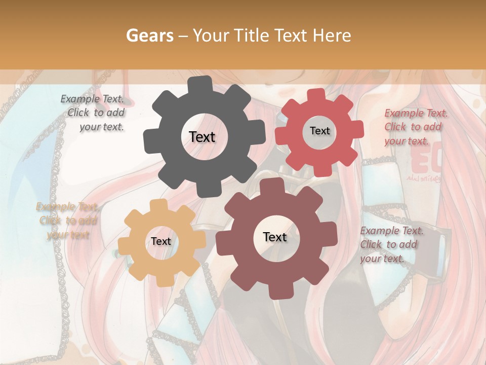 A Girl With Pink Hair Is Holding A Blue Umbrella PowerPoint Template