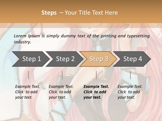 A Girl With Pink Hair Is Holding A Blue Umbrella PowerPoint Template