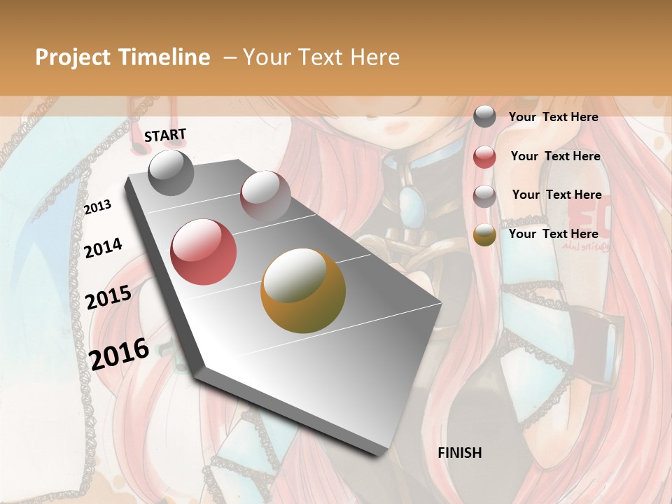 A Girl With Pink Hair Is Holding A Blue Umbrella PowerPoint Template