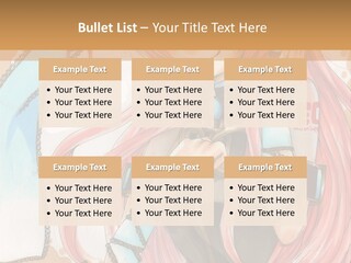 A Girl With Pink Hair Is Holding A Blue Umbrella PowerPoint Template