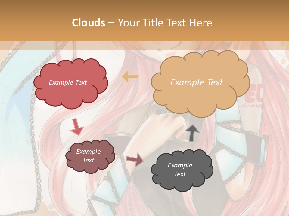 A Girl With Pink Hair Is Holding A Blue Umbrella PowerPoint Template