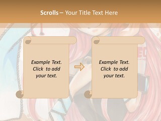 A Girl With Pink Hair Is Holding A Blue Umbrella PowerPoint Template
