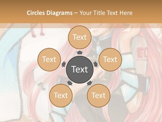 A Girl With Pink Hair Is Holding A Blue Umbrella PowerPoint Template