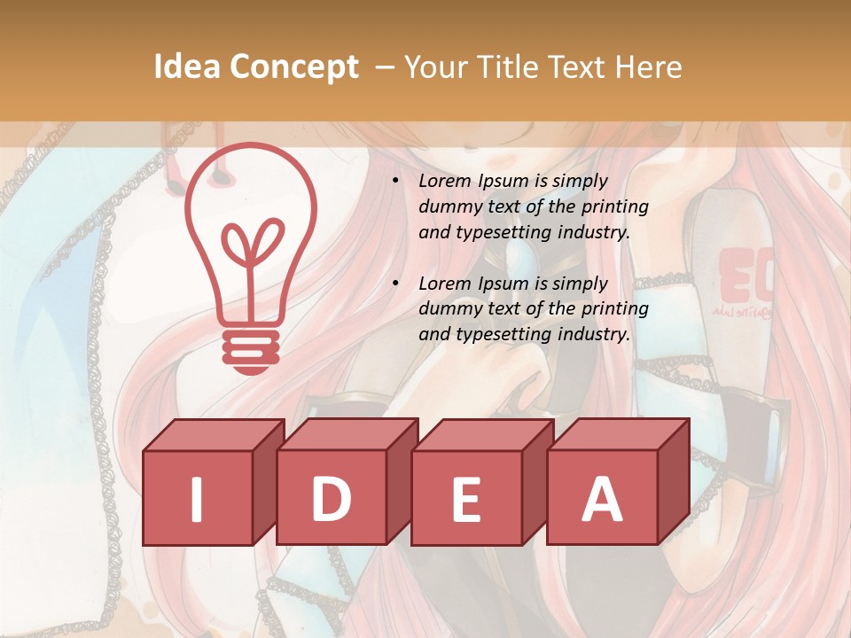 A Girl With Pink Hair Is Holding A Blue Umbrella PowerPoint Template