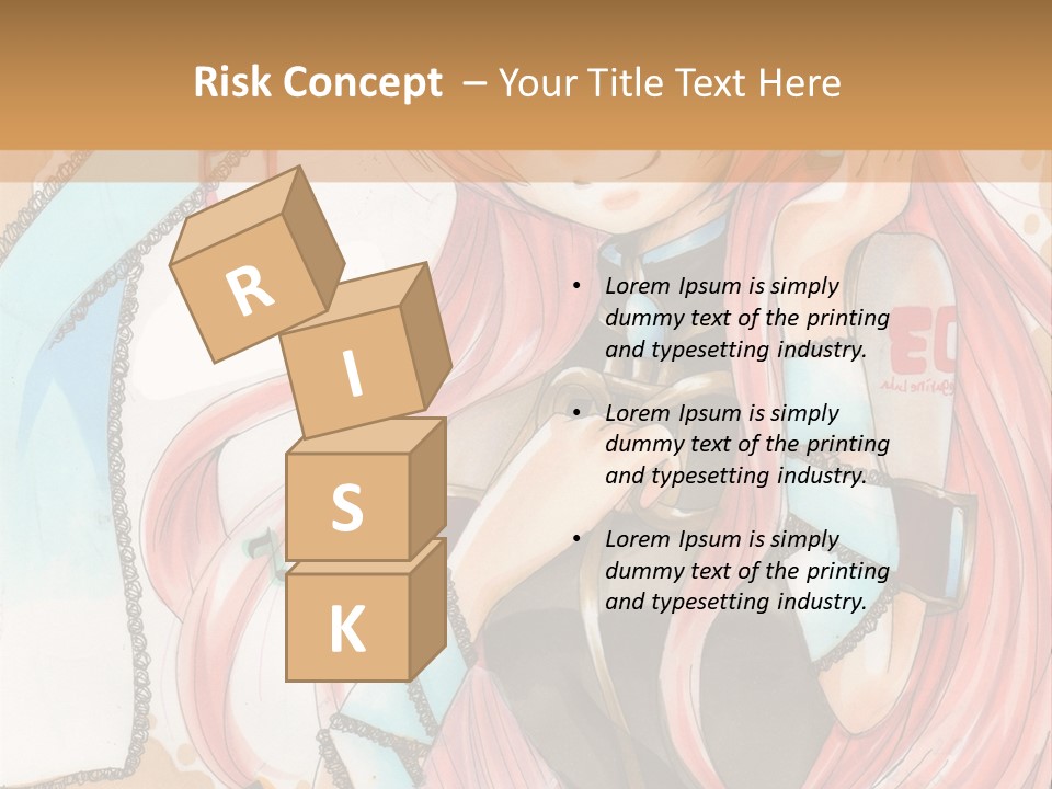 A Girl With Pink Hair Is Holding A Blue Umbrella PowerPoint Template
