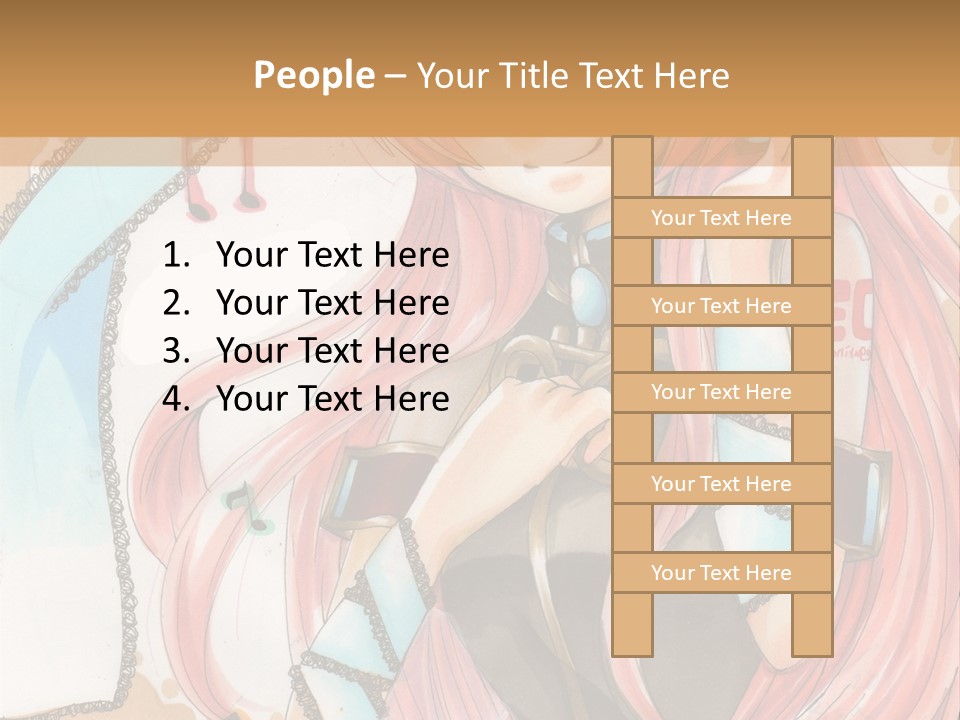 A Girl With Pink Hair Is Holding A Blue Umbrella PowerPoint Template