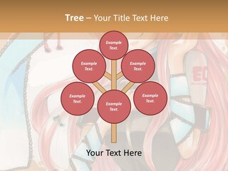 A Girl With Pink Hair Is Holding A Blue Umbrella PowerPoint Template