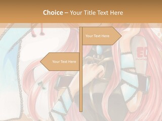 A Girl With Pink Hair Is Holding A Blue Umbrella PowerPoint Template