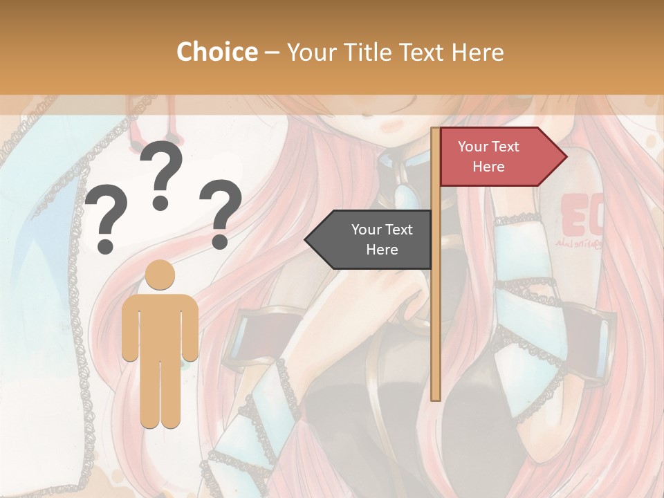 A Girl With Pink Hair Is Holding A Blue Umbrella PowerPoint Template