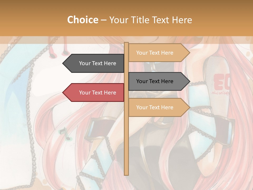 A Girl With Pink Hair Is Holding A Blue Umbrella PowerPoint Template