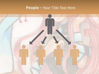 A Girl With Pink Hair Is Holding A Blue Umbrella PowerPoint Template