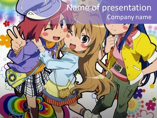 A Group Of Young Girls Standing Next To Each Other PowerPoint Template