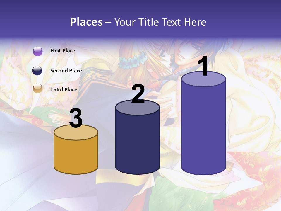 A Couple Of Anime Characters Hugging In Front Of A Colorful Background PowerPoint Template