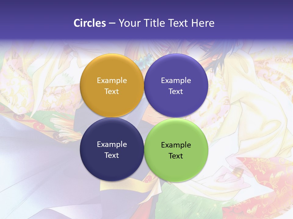 A Couple Of Anime Characters Hugging In Front Of A Colorful Background PowerPoint Template