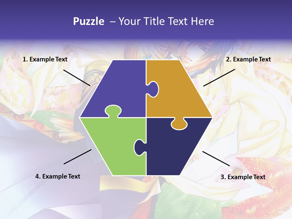 A Couple Of Anime Characters Hugging In Front Of A Colorful Background PowerPoint Template