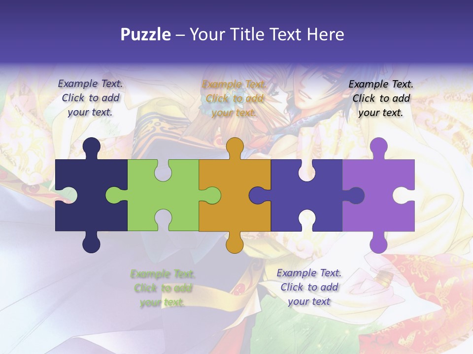 A Couple Of Anime Characters Hugging In Front Of A Colorful Background PowerPoint Template