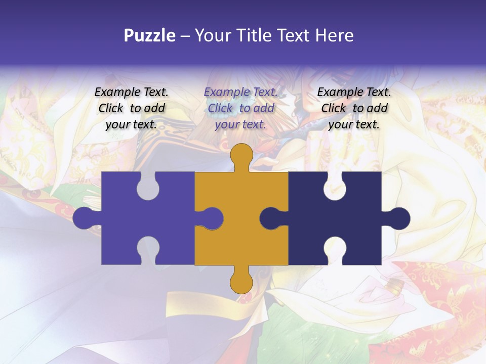 A Couple Of Anime Characters Hugging In Front Of A Colorful Background PowerPoint Template