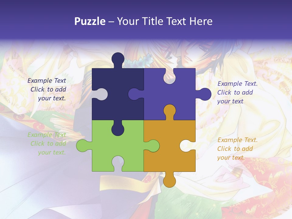 A Couple Of Anime Characters Hugging In Front Of A Colorful Background PowerPoint Template