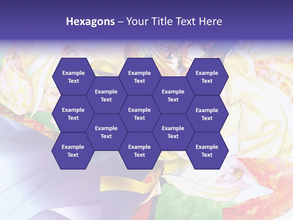 A Couple Of Anime Characters Hugging In Front Of A Colorful Background PowerPoint Template