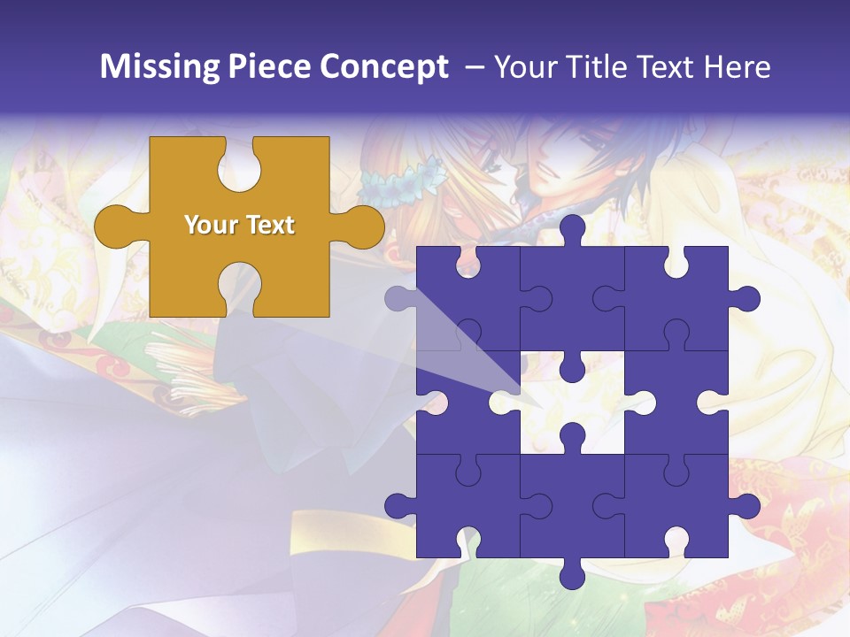 A Couple Of Anime Characters Hugging In Front Of A Colorful Background PowerPoint Template