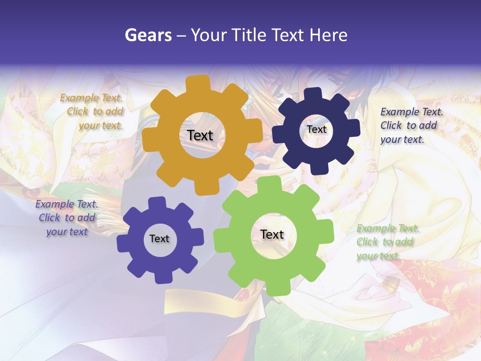 A Couple Of Anime Characters Hugging In Front Of A Colorful Background PowerPoint Template