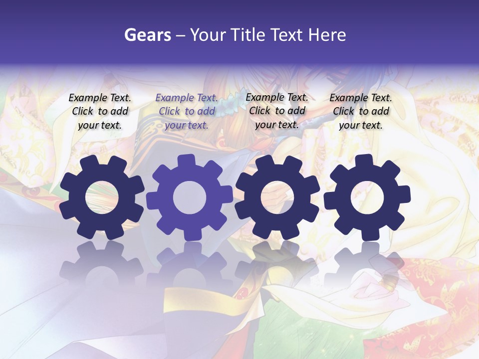 A Couple Of Anime Characters Hugging In Front Of A Colorful Background PowerPoint Template