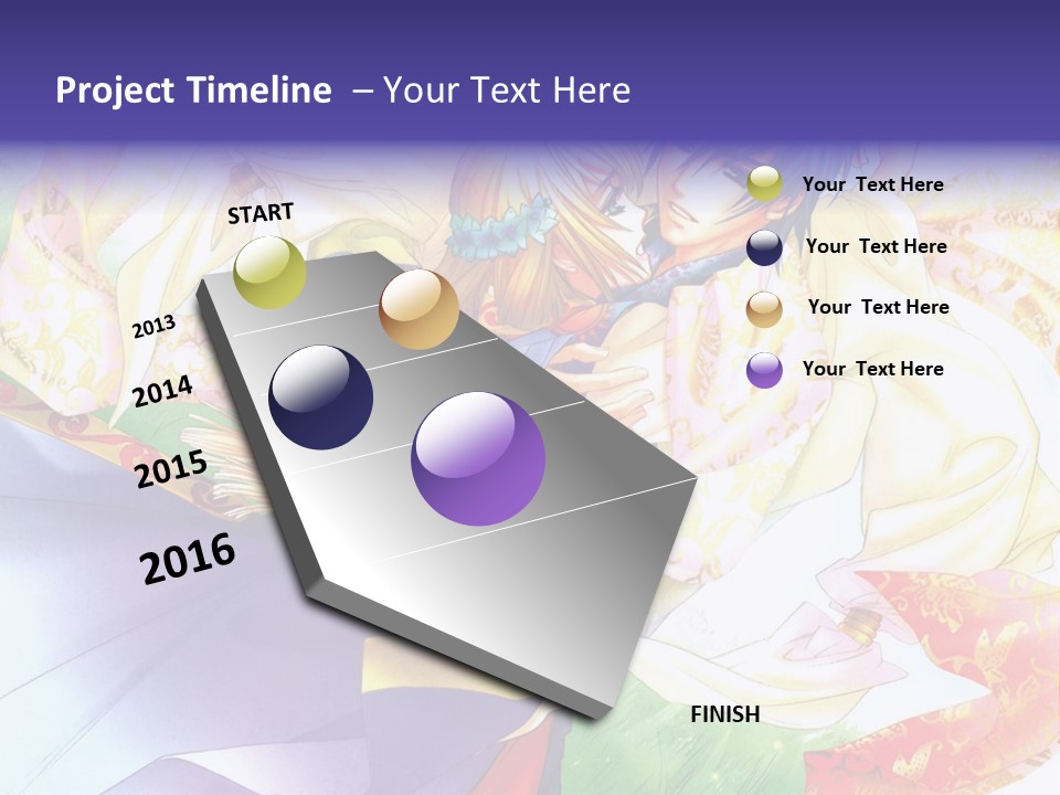 A Couple Of Anime Characters Hugging In Front Of A Colorful Background PowerPoint Template