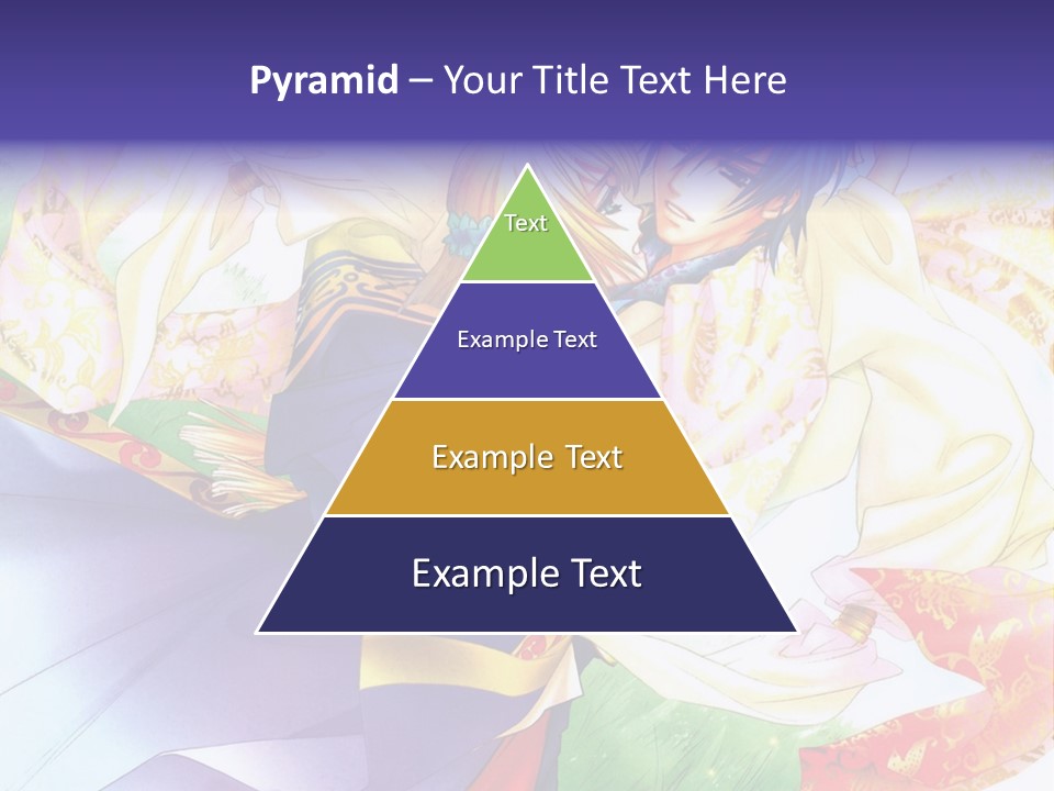 A Couple Of Anime Characters Hugging In Front Of A Colorful Background PowerPoint Template