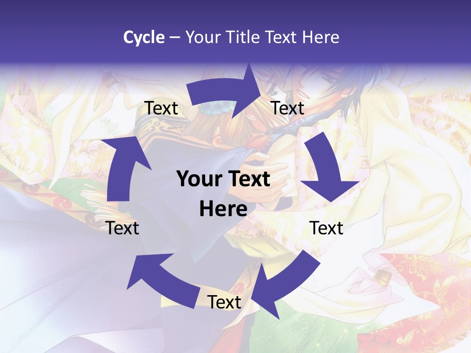 A Couple Of Anime Characters Hugging In Front Of A Colorful Background PowerPoint Template