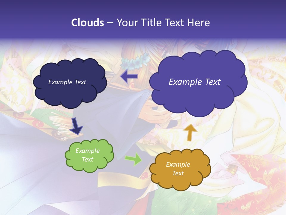 A Couple Of Anime Characters Hugging In Front Of A Colorful Background PowerPoint Template