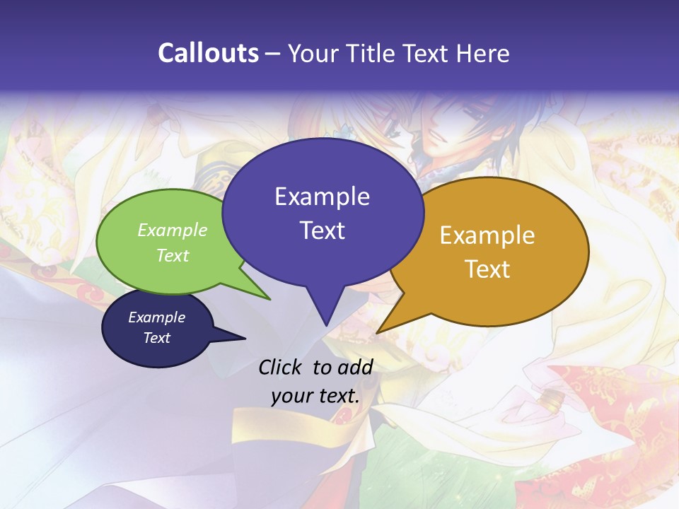 A Couple Of Anime Characters Hugging In Front Of A Colorful Background PowerPoint Template