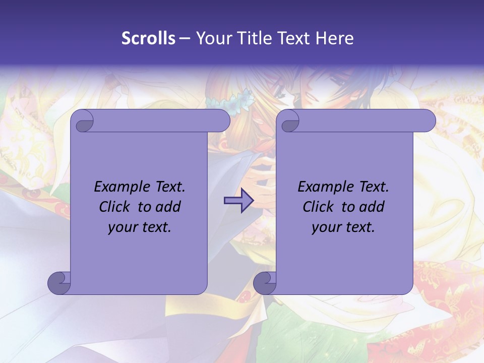 A Couple Of Anime Characters Hugging In Front Of A Colorful Background PowerPoint Template