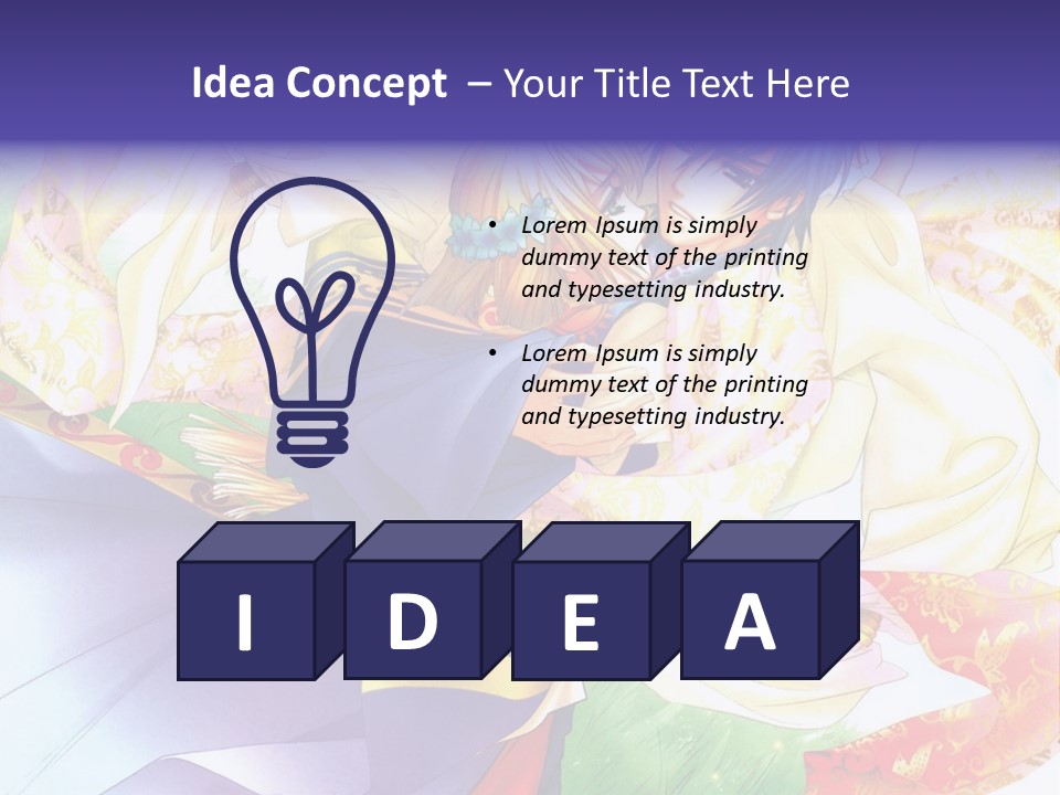 A Couple Of Anime Characters Hugging In Front Of A Colorful Background PowerPoint Template