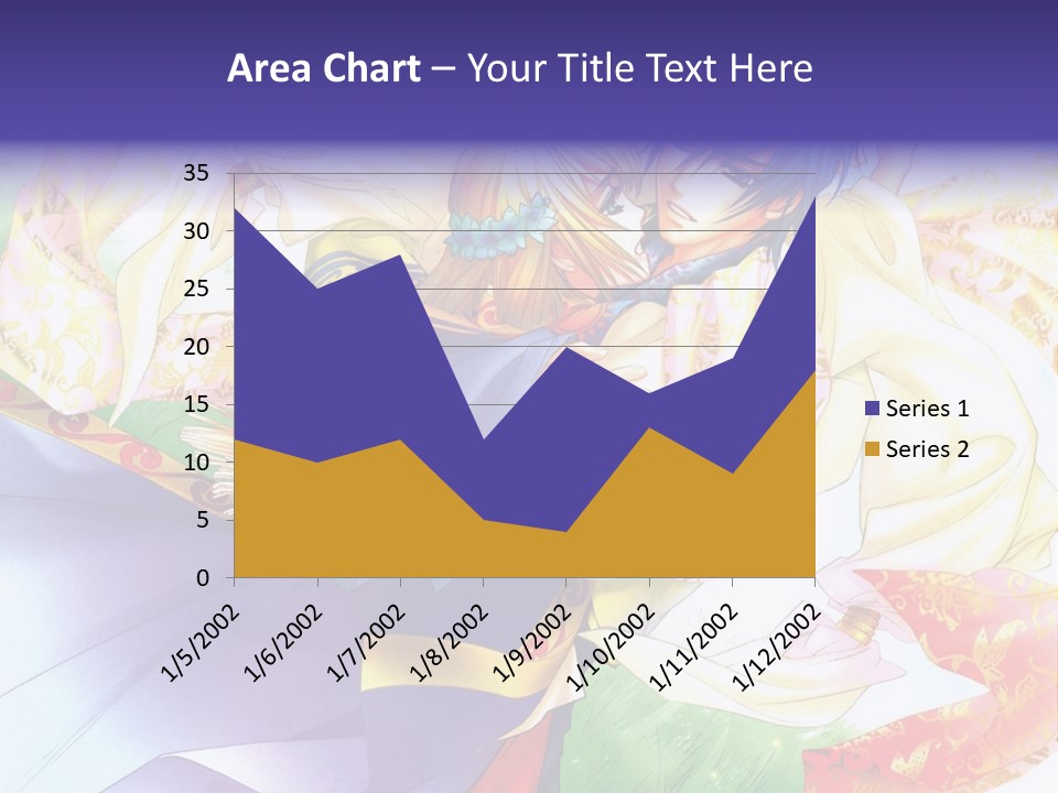 A Couple Of Anime Characters Hugging In Front Of A Colorful Background PowerPoint Template